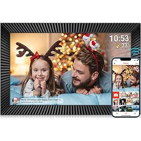 FRAMEO digitālais fotoattēlu rāmis 10,1 collas ar 32 G iekšējo atmiņu Smart WiFi digitālais attēla rāmis, 1280 x 800 IPS skārienekrāna kustības sensora automātiskā pagriešana. Nekavējoties kopīgojiet fotoattēlus un videoklipus, izmanto