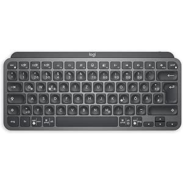 Logitech MX Keys Mini bezvadu tastatūra Kompakta Bluetooth aizmugurgaismota USB-C saderīga ar Apple macOS, iOS, Windows, Linux, Android, metāla korpuss - tumši pelēks