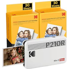 KODAK Mini 2 Plus Retro Mobile 10 x 15 fotoattēlu printeris un Polaroid tūlītējie attēli drukā augstākās kvalitātes kvalitātē, atrodoties ceļā, izmantojot mobilo tālruni, mobilo fotoattēlu printeri viedtālrunim (iphone un Android), porta