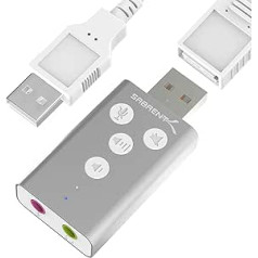 SABRENT Alumīnija USB ārējā skaņas karte, USB auf Klinke 3,5mm, Kopfhörer auf Klinke, Audio zu USB Adapter (AU-DDAS)