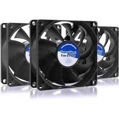 AABCOOLING Super Silent Fan 8 PRO - Quiet and Efficient 80 mm Case Fan with 4 Anti-Vibration Pads - CPU Cooler, Fan, Housing Fan, Cooling, 13.9 dB(A), 63 m3/h - Value Pack of 3