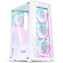 EMPIRE GAMING - datora futrālis Gamer Diamond - ARGB Medium Tower ATX/ITX - Pleksistikla priekšējais un rūdīta stikla sānu panelis - 4 ventilatori 120mm 3 kontakti 5V LED RGB Adrese - MB Sync - Balts