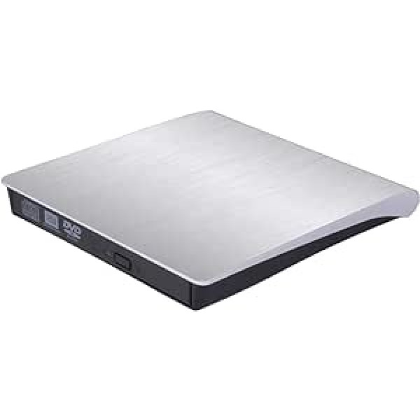 Sibaok ārējais DVD diskdzinis klēpjdatoram, pārnēsājams USB 3.0 DVD-RW atskaņotājs CD disks optiskais rakstītājs pārrakstītājs Mac dators piezīmjdators galddators Windows 7/8/10 Slim White