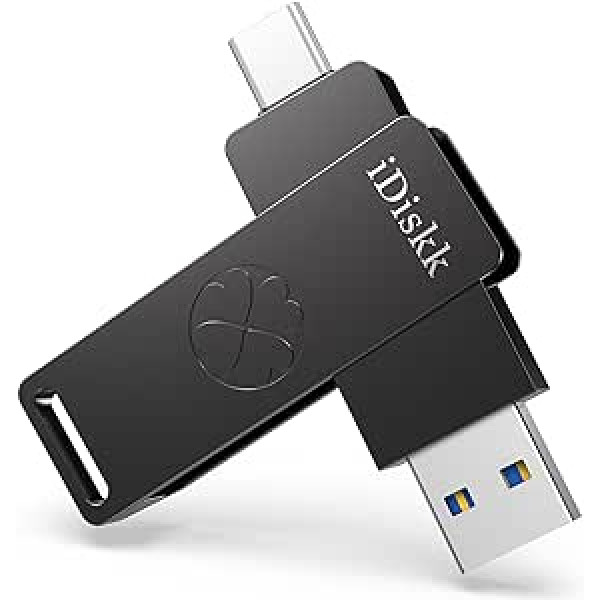 iDiskk 256GB Solid State USB Flash Drive USB 3.2 1000MB/s High Speed Thumb Drive SSD, Gen2 USB-C Photo Stick for iPhone 15/USB-C iPad/Android Phones, Laptop/Mac and Tablet, Gray (No App