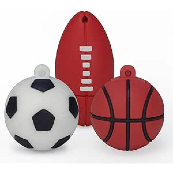 LEIZHAN 3 x 32 GB sporta bumbiņas USB 2.0 zibatmiņas disks USB zibatmiņas disks Memory Stick (futbols + basketbols + regbijs)