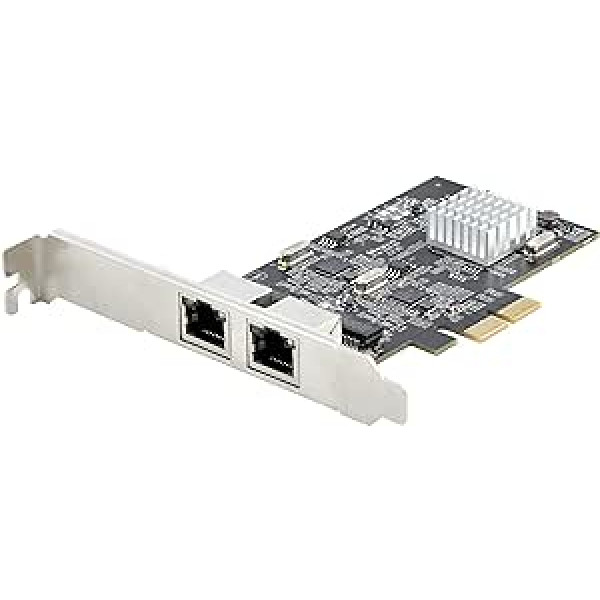 StarTech.com 2 portu 2,5 Gbit PCIe tīkla karte, Intel I225-V, divu portu datora LAN karte, vairāku gigabitu NIC, PCI Express servera tīkla karte, 2,5 G Ethernet adapteris (PR22GI-NETWORK-CARD)