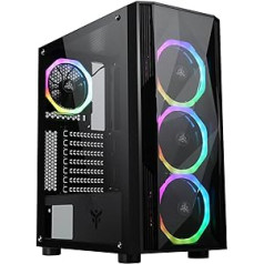 iTek Shake Evo Gaming PC Case Middle Tower ATX Fan 4 x 12 cm ARGB 2 Ports USB 2.0 1 USB 3.2 Tempered Glass Side Panel Black ITGCASHKP38E