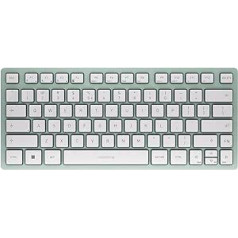 CHERRY KW 7100 Mini BT kompakta vairāku ierīču tastatūra ar 3 Bluetooth kanāliem, ASV starptautiskais izkārtojums (QWERTY) plakans dizains ar pārnēsāšanas futrāli, agave zaļu