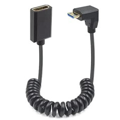 Duttek Mini HDMI uz HDMI 2.1 tinuma kabelis 1,2 m īpaši plāns HDMI pagarinātāja kabelis HDMI 2.1 atbalsta 8K@60Hz 4K@120Hz Saderīgs ar DSLR kameru, videokameru, grafikas karti, klēpjdatora planšetdatoru (uz leju)