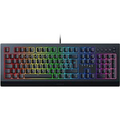 Razer Cynosa V2 spēļu membrānas tastatūra ar mīkstiem taustiņiem, multivides taustiņi, kabeļu pārvaldība, programmējams, RGB apgaismojums, IT izkārtojums, melns