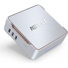 NiPoGi Mini dators, Celeron J4125 četrkodolu mikrodators biznesa biroja multivides galddators ar 6 GB DDR4 128 GB M.2 SSD, 2xHDMI un VGA portu, 2.4/5G WiFi, BT 4.2, Wake-on-LAN