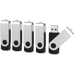 KOOTION Pack of 5 USB Sticks 16 GB USB 3.0 USB Memory Stick Pack of 5 Colourful Data Stick 5 Pieces Set Memory Stick Metal 16G Thumb Drive USB Flash Drives 16 Gbyte Flash Sticks USB Flash Drives Black