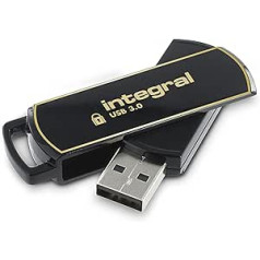 Integrēta 256 GB Secure360 256 bitu programmatūra, šifrēta 3.0 USB atmiņa — darbojas un šifrēta dubultā nodalījums, inteliģenta aizsardzība pret paroles uzbrukumiem un 360 grādos rotējošs korpuss