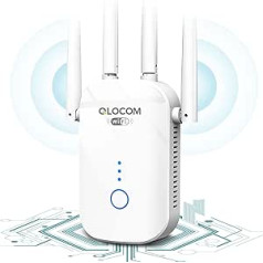 QLOCOM divjoslu WiFi atkārtotājs 867 Mb/s pie 5 GHz Wi-Fi un 300 Mb/s 2,4 GHz joslā