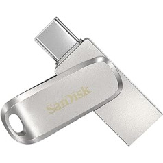 SanDisk Ultra Dual Drive Luxe USB Type-C Drive Smartphone 128GB Mobile Storage USB 3.1 Gen 1 Rotating Design 150MB/s Read Automatic Backup Silver