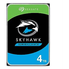 Seagate SkyHawk ST4000VXZ16 4TB iekšējais cietais disks HDD, video ierakstīšana līdz 64 kamerām, 3,5 collas, 64 MB kešatmiņa, SATA 6GB/s, sudraba krāsa, FFP, t.sk. 3 gadu glābšanas dienests