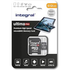 Integral 512GB Micro SD Karte 4K Video Premium High Speed Speicherkarte SDXC bis zu 100MB/s Lesegeschwindigkeit und 50MB/s Schreibgeschwindigkeit V30 C10 U3 UHS-I A1