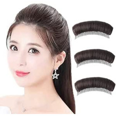 Happyupcity 3 x Hair Bun Invisible False Hair Clip Bump It Up Volume Hair Base Fluffy Hair Pad Styling Insert Tool Volume Raised Pads Fluffy Princess Styling Accessories