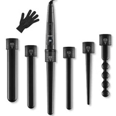 Loetad Curling Iron Set 6 in 1 Curling Iron Multifunctional Interchangeable Ceramic Coating Curler with LED Display