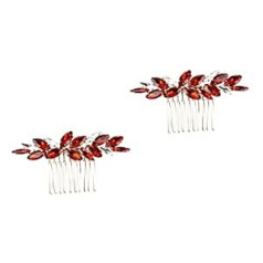 Abaodam 2 pieces hair comb wedding headpiece for bride hair accessories for wedding rhinestone headpiece crystal hair accessories hair accessories for women wedding party hair miss red glass