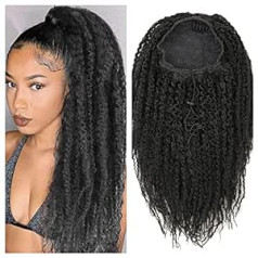 Sdznyqt Marely Braids savelkamās aukliņas zirgaste, 18 collu Marely Hair Locs zirgaste, sintētiski cirtaini afro šinjoni sievietēm un meitenēm (1B)