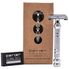 Parker Safety Razor Бритва Parker Safety Razor 66R Butterfly Open с двойным лезвием — сверхтяжелая — 5 лезвий премиум-класса в комплекте.