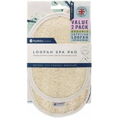 Hydrea London Hydréa London Organic Egyptian Lufah Luxury Exfoliating Body Pads Natural Quality Spa ķermeņa kopšanai vannai un dušai Twin Pack