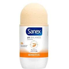 Sanex - Дезодорант Sanex Dermo Sensitive pH Balance - Эффективность антиперспиранта 24 часа - Бутылка с шариком - 6 x 50 мл