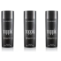 Toppik 3 x 55 g Matu biezinātājs Izkaisīti Matu Biezināšanas Matu Šķiedras Krāsa Melna