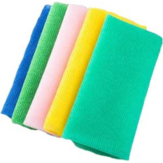 Supvox Pack of 5 Bath Wash Towels, Exfoliating Bath Towel, Back Washer, Loofah Towel, Nylon Bath Towel, Hand Towel for the Body