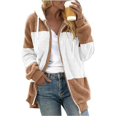 Cubinest Women's Fleece Jacket - Lined Loose with Hood Transition Jacket Plush Jacket Teddy Winter Warm Outdoor Teddy Jacket Fleece Jacket Teddy Long Sleeve Fluffy Sweat Jacket Winter Warm Jacket