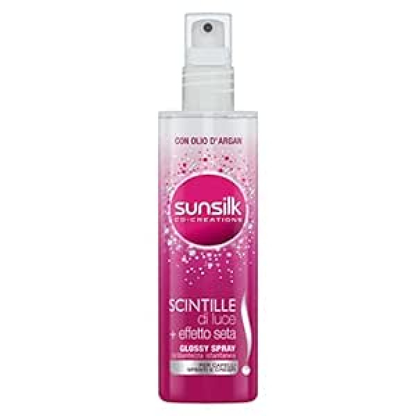 Sunsilk , Acquaspray Light Spark, Glossy Spray ar tūlītēju spīdumu, Atšķetināšana matiem ar Argana eļļu, Pret frizz efektu, Nodrošina spīdumu gaišiem matiem, 6 x 200 ml