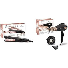 Bellissima My Pro Steam, The Stars Steamer, Hair Straightener, Ceramic Coating, Temperature Control to 170°C - 200°C - 230°C & My Pro Ceramic P5 3800 Professional Hair Dryer, 2300W