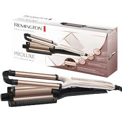 Remington CI91AW ProLuxe 4-in-1 Waver: pludmales viļņi, dabiski ikdienišķi viļņi, ūdens viļņi, nāriņas viļņi (digitālais displejs, temperatūras kontrole līdz 210°C), lokšķēres, daudzveidotājs CI91AW