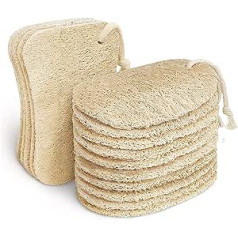 Aiyoyo Pack of 15 Natural Loofah Sponge with Cord Loofah Sponges Kitchen Loofah Sponge Scourer Washable Plastic-Free Biodegradable Cleaning Sponge for Kitchen