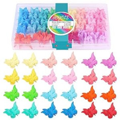 Hoyols Butterfly Spraudes matiem 90. gadu mazas, krāsainas mini matu sprādzes smalkiem matiem Cute Candy matu aksesuāri sievietēm 12 krāsās, 48 gab. (matēti konfektes)