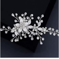 Bslvwg Flower Bridal Wedding Hair Comb Slides Sudraba kristāla šinjons līgavu matu aksesuāri sievietēm un meitenēm