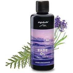 Allgäuquelle Naturprodukte AllgäuQuelle® Organic Bath Oil with Organic Oils Allgäuer Night Sleep Lavender Cedar Mandarin (100 ml) Natural Organic Bath Additive with Essential Oils Organic Bath Essence Natural and Organic