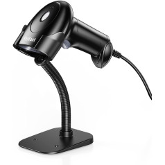 Anyeast Barcode Scanner with Stand, USB Wired Inventory 2D 1D QR Code Scanner for Computer POS and Automatic Screen Scan, Handheld CMOS Picture Bar Code Reader for Warehouse Library Supermarket