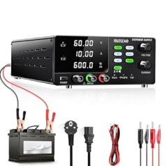 RUZIZAO Laboratory Power Supply 60 V 10 A Laboratory Power Supply 600 W High Performance DC Adjustable Power Supply Encoder Control 6 V 12 V 24 V 36 V 60 V Battery Charging with Memory Memory Function