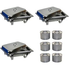 Set of 3 Stainless Steel Food Warmer Warming Chafing Dish