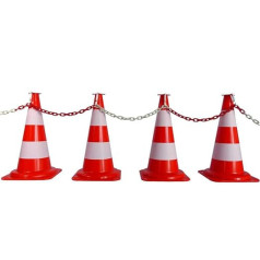 TMS PRO SHOP Traffic Cone Set 6 Pylons 10 m Chain R/W 50 cm Plastic Item No. 64051