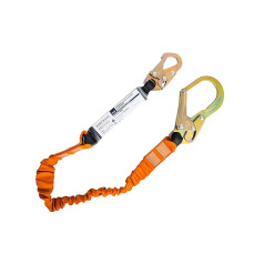 Portwest - Single 140 kg Fall Arrest Lanyard with Shock Absorber - Black/Orange - 180 cm