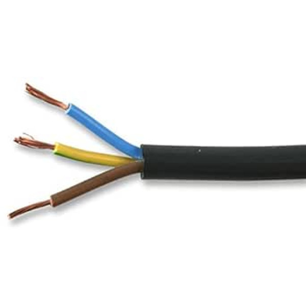 Pro Elec PEL01074 3 adriges Netzkabel, 0,75 mm2, 6 A, Schwarz, 100 m