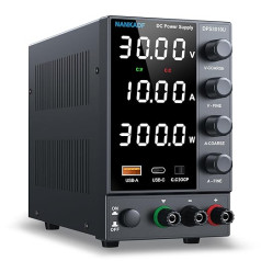 Laboratory Power Supply Adjustable 30V 10A, Variable DC Power Supply with USB-A/Type-C Fast Charging Port, High Precision 4-LED Display Bank Encoder Regulator Power Supply