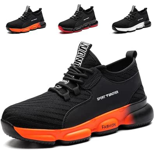 Hilax Safety Shoes, Men's and Women’s Work Shoes, Lightweight, Sporty, Breathable, Steel Toe Cap, Non-Slip Protective Shoes, Work Trainers