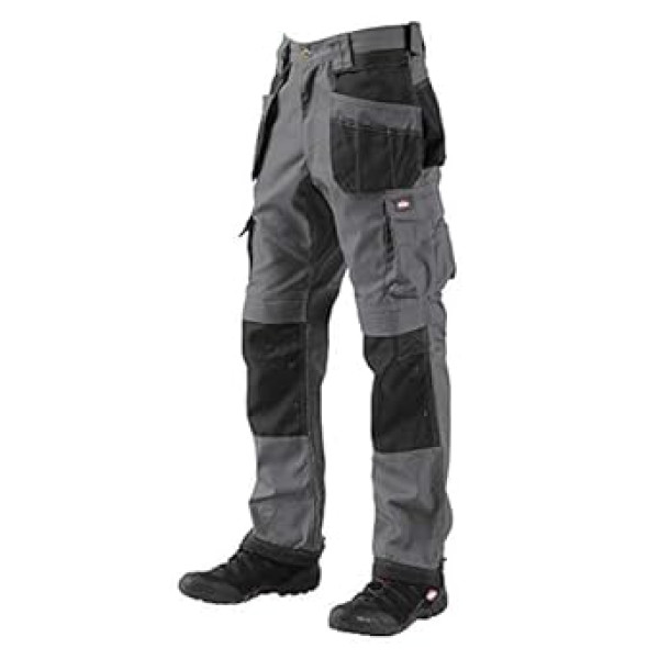 Lee Cooper Herren Premium Multi & Holster Pocket Kneepad Arbeitssicherheitshose Cargohose, Grau / Schwarz, 32