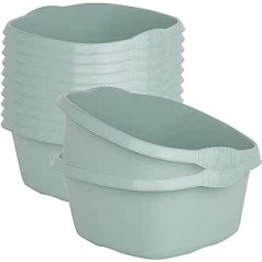 12 x Bowl Set Green – 9 Litres – 32 x 32 cm – Square – Washing Bowl Set Washing Bowl Set Water Bowl Set – Food Safe – Plastic Sink