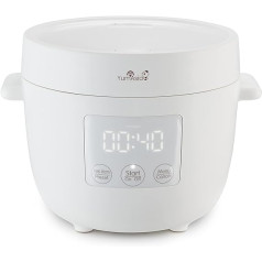 Yum Asia Tsuki Mini Rice Cooker with Shinsei Ceramic Bowl (2.5 Cups, 0.45 Litres), 5 Rice Cooking Functions, 2 Multicooker Functions, Hidden LED Display, 220-240V (Pebble White)