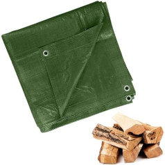 8 x 12 m Green Tarpaulin Fabric Tarpaulin Protective Tarpaulin Boat Tarpaulin Wooden Tarpaulin with Eyelets for Pool Garden Furniture Trampoline Car Waterproof Tearproof 90 g/m²